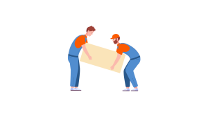 Icon hai nhân viên đang cùng nhau bốc xếp hàng hóa